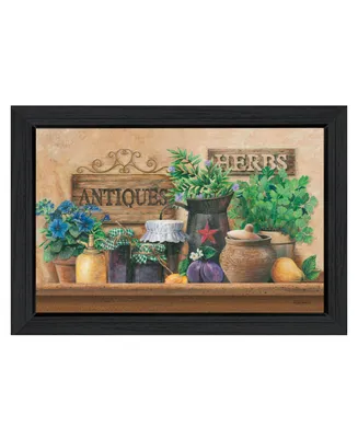 Trendy Decor 4U Antiques and Herbs By Ed Wargo, Printed Wall Art, Ready to hang, Black Frame, 33" x 19"