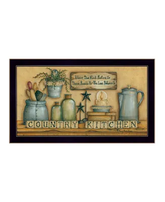 Trendy Decor 4U Country Kitchen By Mary June, Printed Wall Art, Ready to hang, Black Frame, 20" x 11"