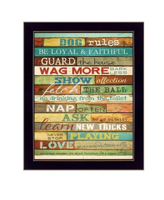 Trendy Decor 4U Dog Rules By Marla Rae, Printed Wall Art, Ready to hang, Black Frame, 18" x 22"