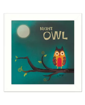 Trendy Decor 4U Night Owl By Marla Rae, Printed Wall Art, Ready to hang, White Frame, 14" x 14"