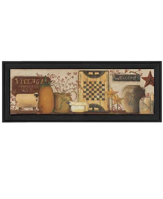 Trendy Decor 4U Village Welcome By Pam Britton, Printed Wall Art, Ready to hang, Black Frame, 39" x 15"