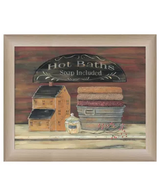 Trendy Decor 4U Hot Bath by Pam Britton, Ready to hang Framed print, Taupe Frame, 17" x 14"