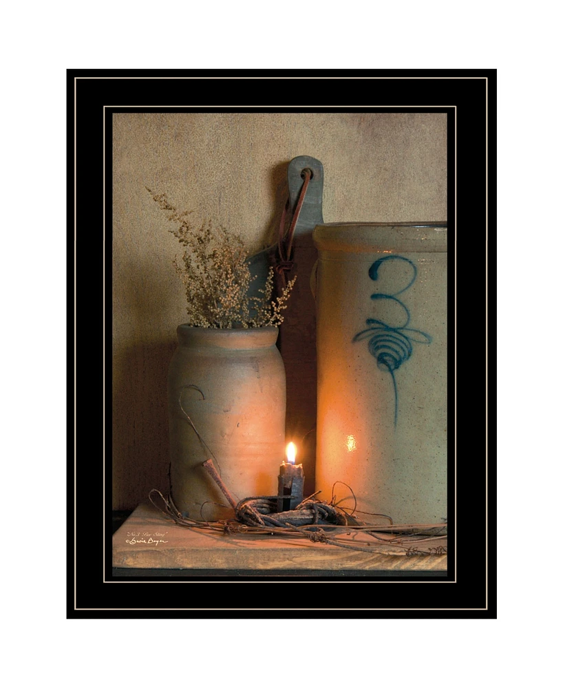 Trendy Decor 4U No. 3 Bee Sting on a crock by SUSAn Boyer, Ready to hang Framed Print, Black Frame, 15" x 19"