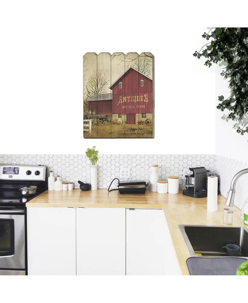 Trendy Decor 4U Antique Barn by Billy Jacobs, Printed Wall Art on a Wood Picket Fence, 16" x 20"