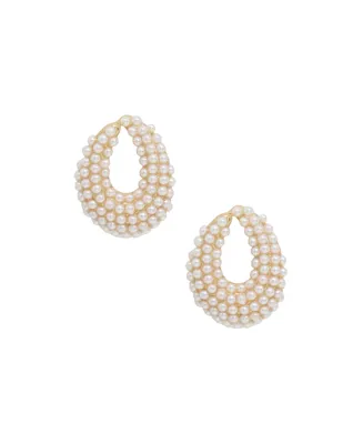 Ettika Cluster Stud Imitation Pearl Earrings