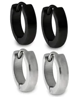Sutton Stainless Steel and Black Huggie Earrings Set Of 2 Pairs