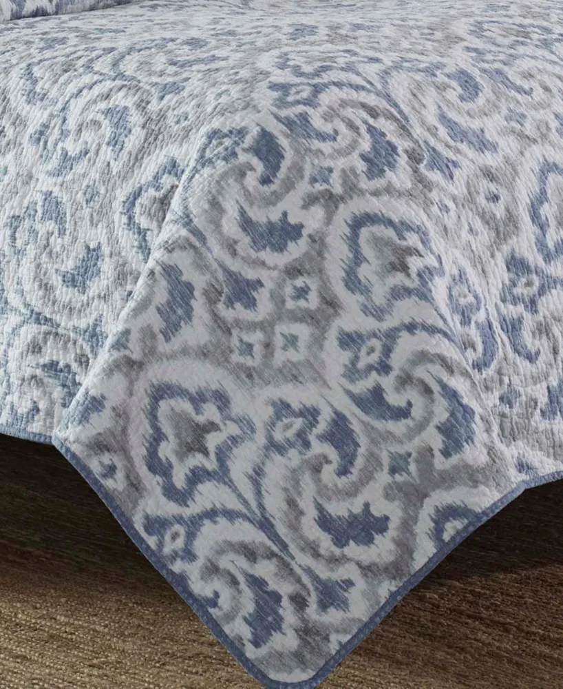 Tommy Bahama Cape Verde Smoke Reversible 3-Piece King Quilt Set