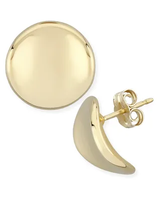 Dapped Disc Stud Earrings Set in 14k Gold (14mm)