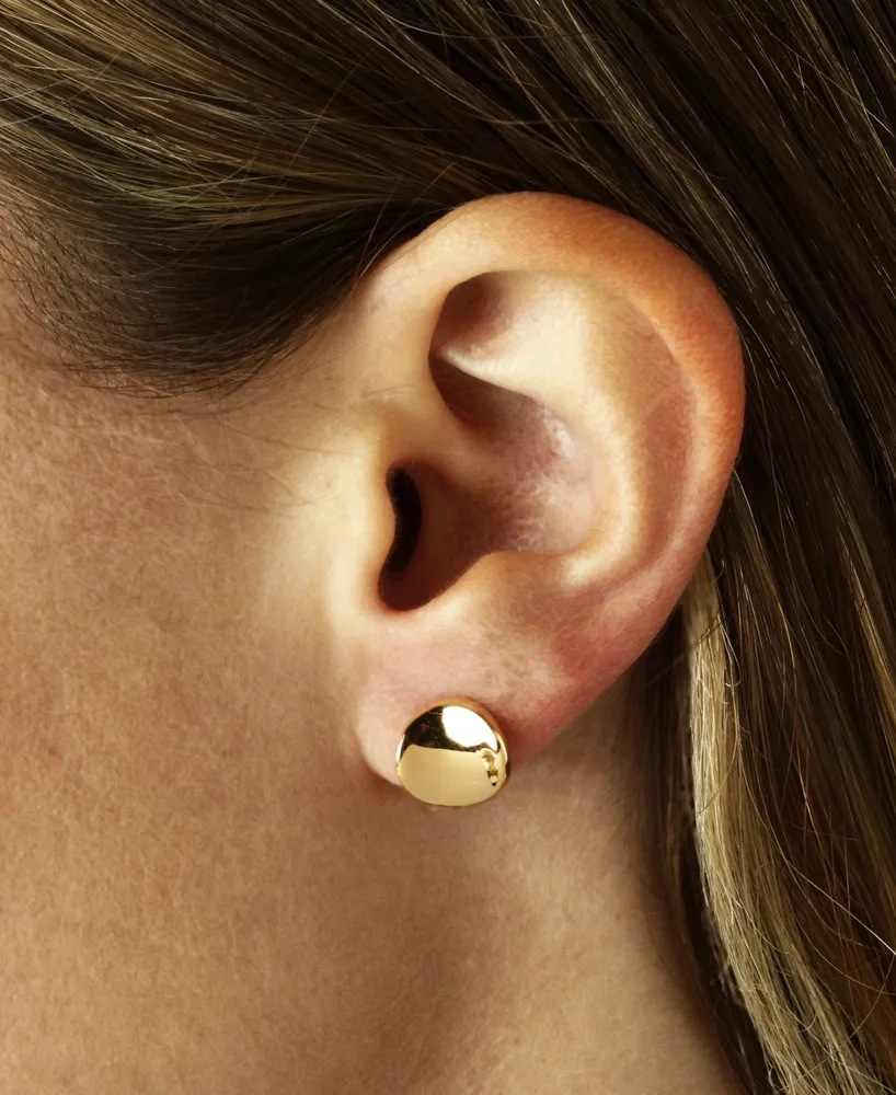 Dapped Disc Stud Earrings Set in 14k Gold (14mm)