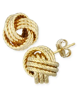 Rope Love Knot Stud Earrings 14k Yellow or Rose Gold