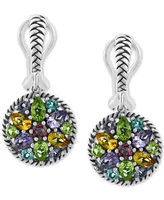 Effy Multi-Gemstone Cluster Drop Earrings (3-7/8 ct. t.w.) in Sterling Silver