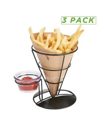 Mind Reader 3 Pack French Fry Cone Holder with Condiment Storage