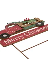 Glitzhome 24.02" H Metal Two Function Christmas Truck Yard Stack