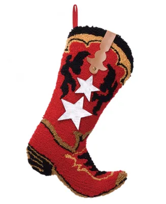 Glitzhome 19" H Boot Hooked Stocking