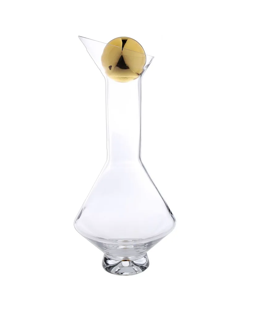 Classic Touch Glass Diamond Shaped Decanter with Gold Tone Reflection and Lid