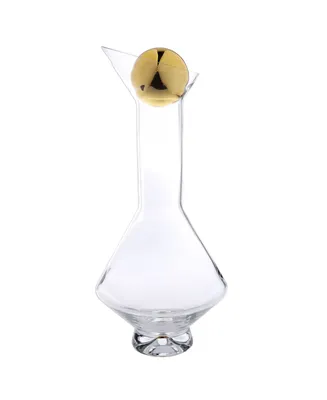 Classic Touch Glass Diamond Shaped Decanter with Gold Tone Reflection and Lid