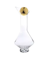 Classic Touch Glass Diamond Shaped Decanter with Gold Tone Reflection and Lid