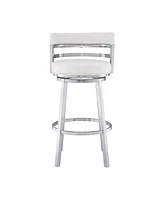 Madrid 26" Counter Height Swivel Gray Artificial leather and Brushed Stainless Steel Bar Stool