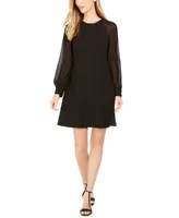 Calvin Klein Illusion-Sleeve A-Line Dress