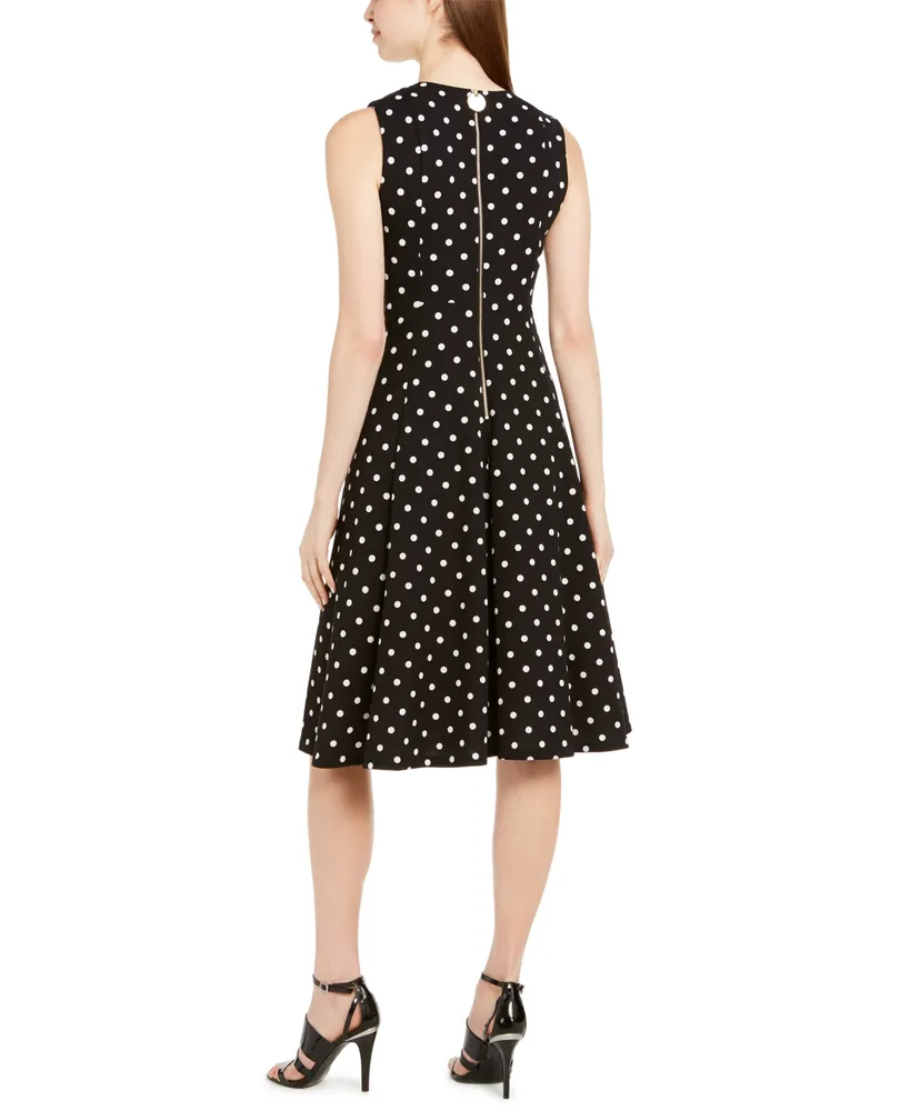 Calvin Klein Polka-Dot Fit & Flare Dress