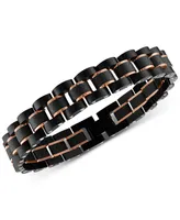 Esquire Men's Jewelry Watch Link Bracelet in Stainless Steel and Black Carbon Fiber, Created for Macy's