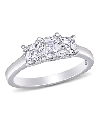 Asscher-Cut Certified Diamond (1 1/2 ct. t.w.) 3- Stone Engagement Ring 14k White Gold