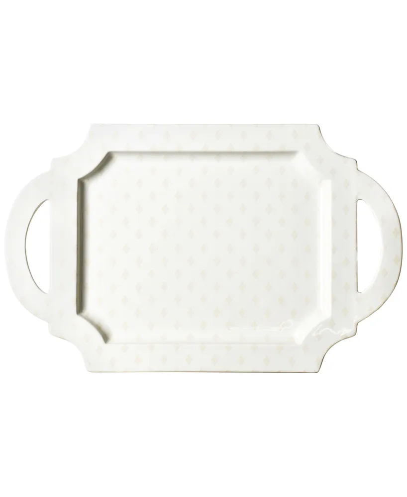 Coton Colors by Laura Johnson Ecru Quatrefoil Handled Tray