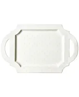 Coton Colors by Laura Johnson Ecru Quatrefoil Handled Tray