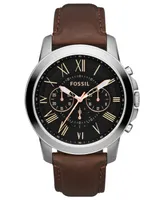 Fossil Men's Chronograph Grant Brown Leather Strap Watch 44mm