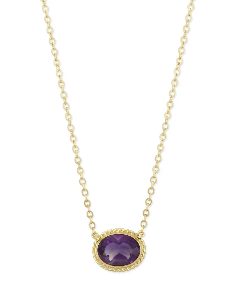 Gemstone Twist Gallery Necklace 14k Yellow Gold