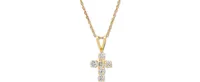 Cubic Zirconia Cross 18" Pendant Necklace in 14k Gold