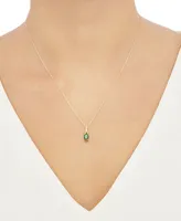 Emerald (7/8 ct. t.w.) & Diamond (1/20 ct. t.w.) 18" Pendant Necklace in 10k Gold