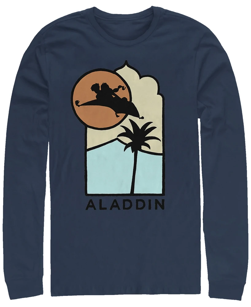 Disney Men's Aladdin Live Action Carpet Ride Line Art Logo, Long Sleeve T-Shirt