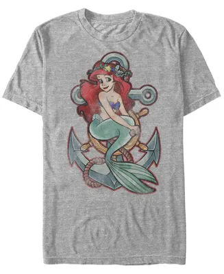 Disney Men's Little Mermaid Tattoo Anchor Pose, Short Sleeve T-Shirt