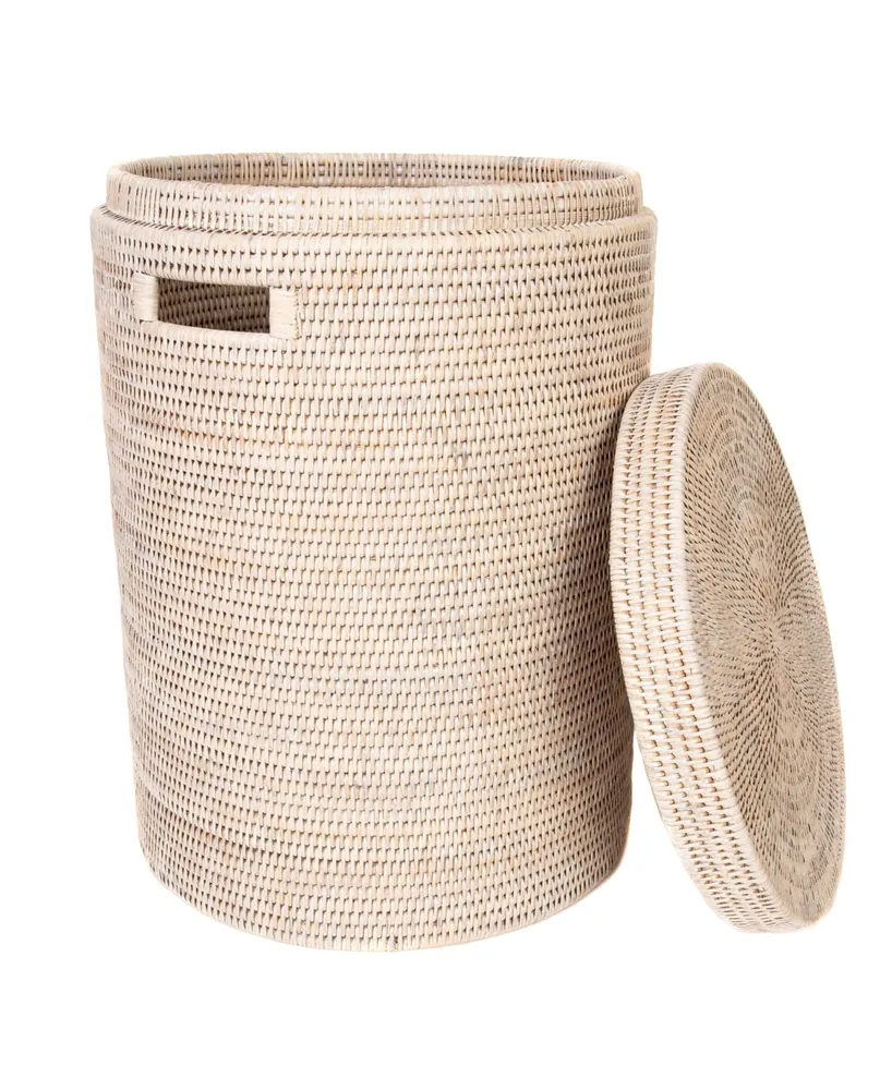 Artifacts Rattan Round Hamper with Lid and Cloth Liner - Off