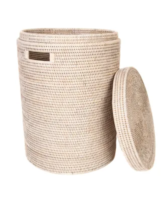 Artifacts Rattan Round Hamper with Lid and Cloth Liner - Off