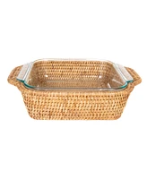 Artifacts Rattan Square Baker Basket with Pyrex