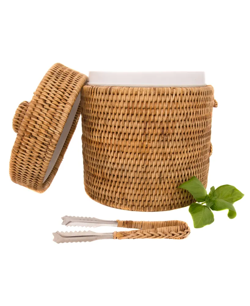 Artifacts Rattan Ice Bucket with Tongs