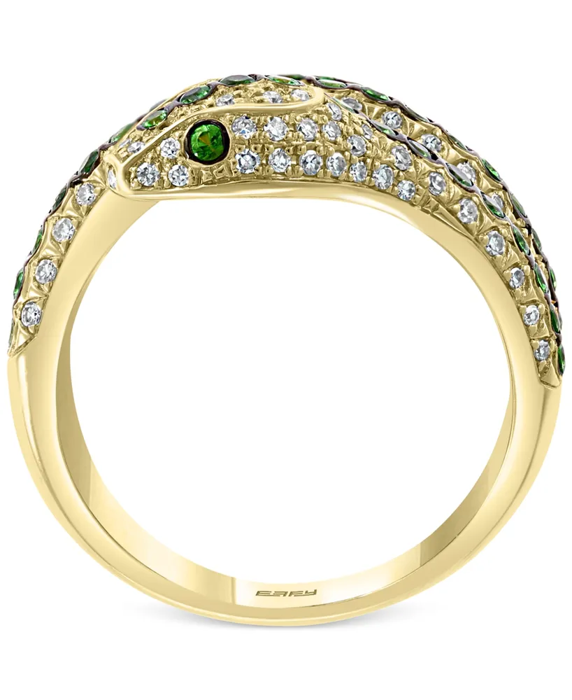 Effy Tsavorite (1/2 ct. t.w.) & Diamond (3/8 ct. t.w.) Snake Ring in 14k Gold