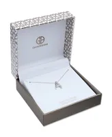 Cubic Zirconia Initial Pendant Necklace in Sterling Silver