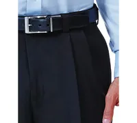 Haggar Men's Eclo Stria Classic Fit Pleated Hidden Expandable Waistband Dress Pants