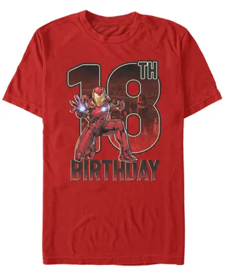 Fifth Sun Men's Marvel Iron Man 18th Birthday Action Pose Short Sleeve T-Shirt