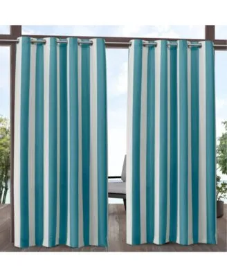 Exclusive Home Canopy Stripe Indoor Outdoor Grommet Top Curtain Panel Pair