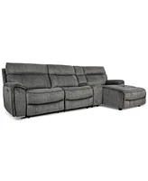 Hutchenson 4-Pc. Fabric Chaise Sectional with 2 Power Recliners, Headrests and Console