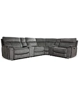 Hutchenson 6Pc Fabric Sectional with 2 Usb Power Recliners, Consoles