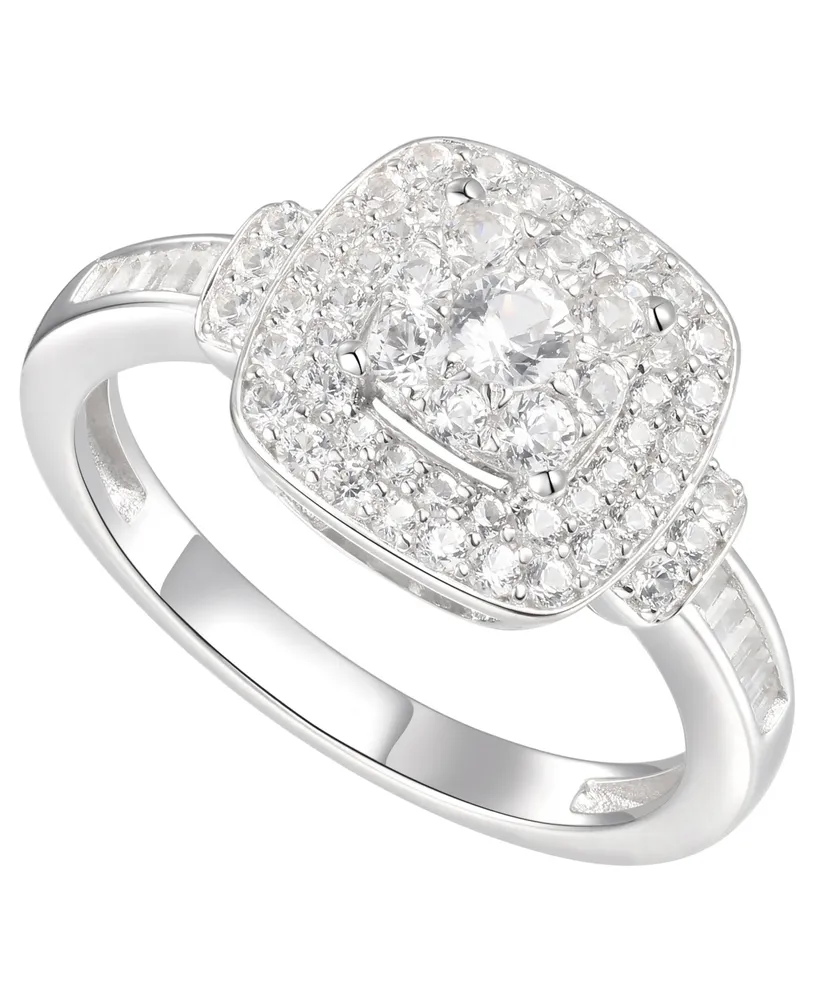 3/4 ct. t.w. Round & Baguette Shape Diamond Ring in 14k White Gold