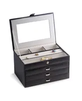 Bey-Berk 4 Level Jewelry Box with Multi Compartments