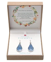 Medium Teardrop Dried Flower Earrings Sterling Silver. Available Multi, Blue, Yellow or Purple