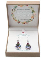 Medium Teardrop Dried Flower Earrings Sterling Silver. Available Multi, Blue, Yellow or Purple
