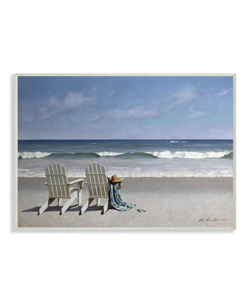 Stupell Industries Two White Adirondack Chairs on The Beach Wall Plaque Art, 10" L x 15" H